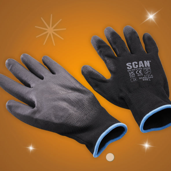 Scan Black PU Gloves Pack Of 5 Pairs