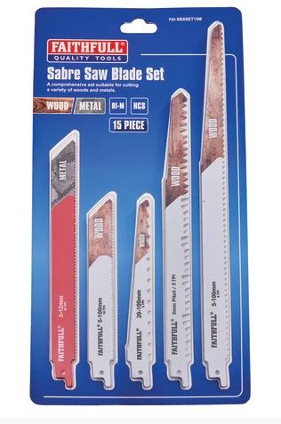 Faithfull 15 Piece Sabre Saw Blade Set