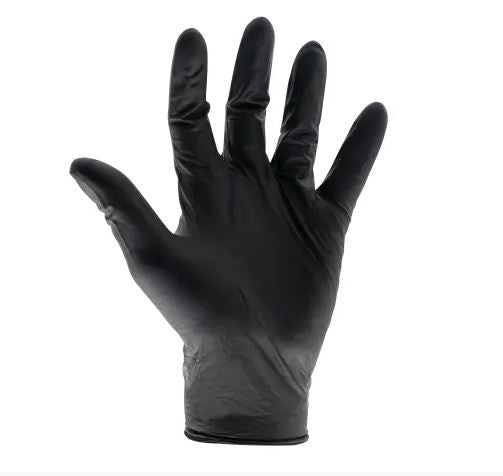 Scan Black Heavy-Duty Nitrile Disposable Gloves Large (Box 100)