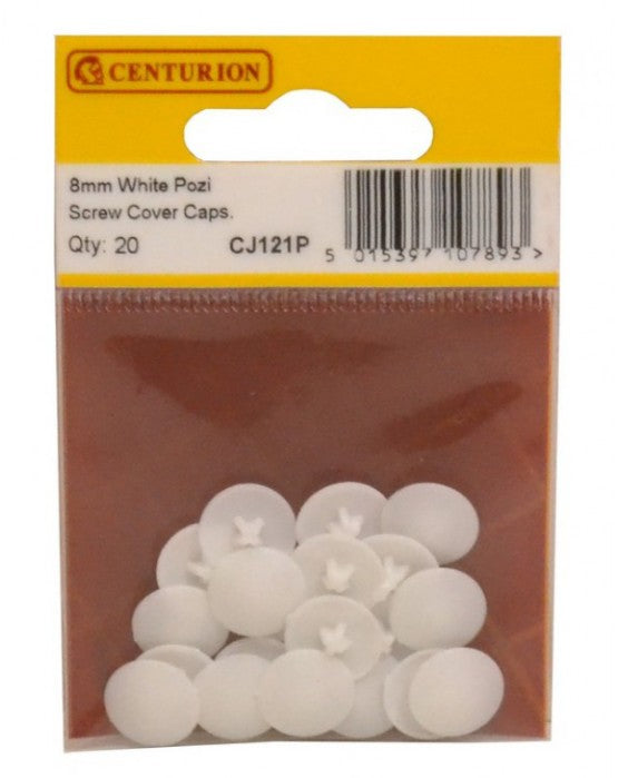 White Pozi Screw Cover Caps (Pack of 20)