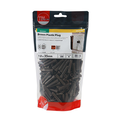 Brown Plastic Plug 36mm Bag of 300