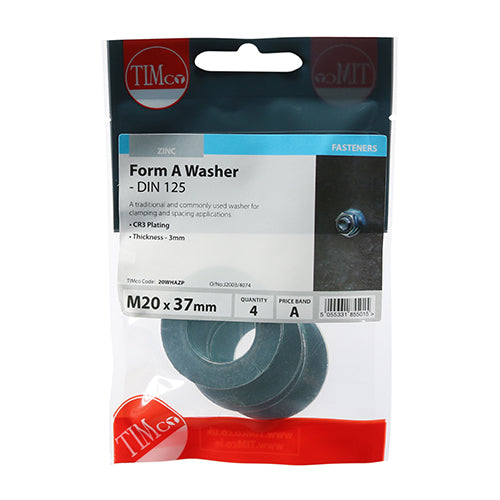 Form A Washer - BZP M20 Pack of 4