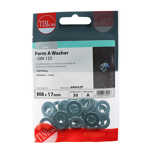 Form A Washer - BZP M8 Pack of 30
